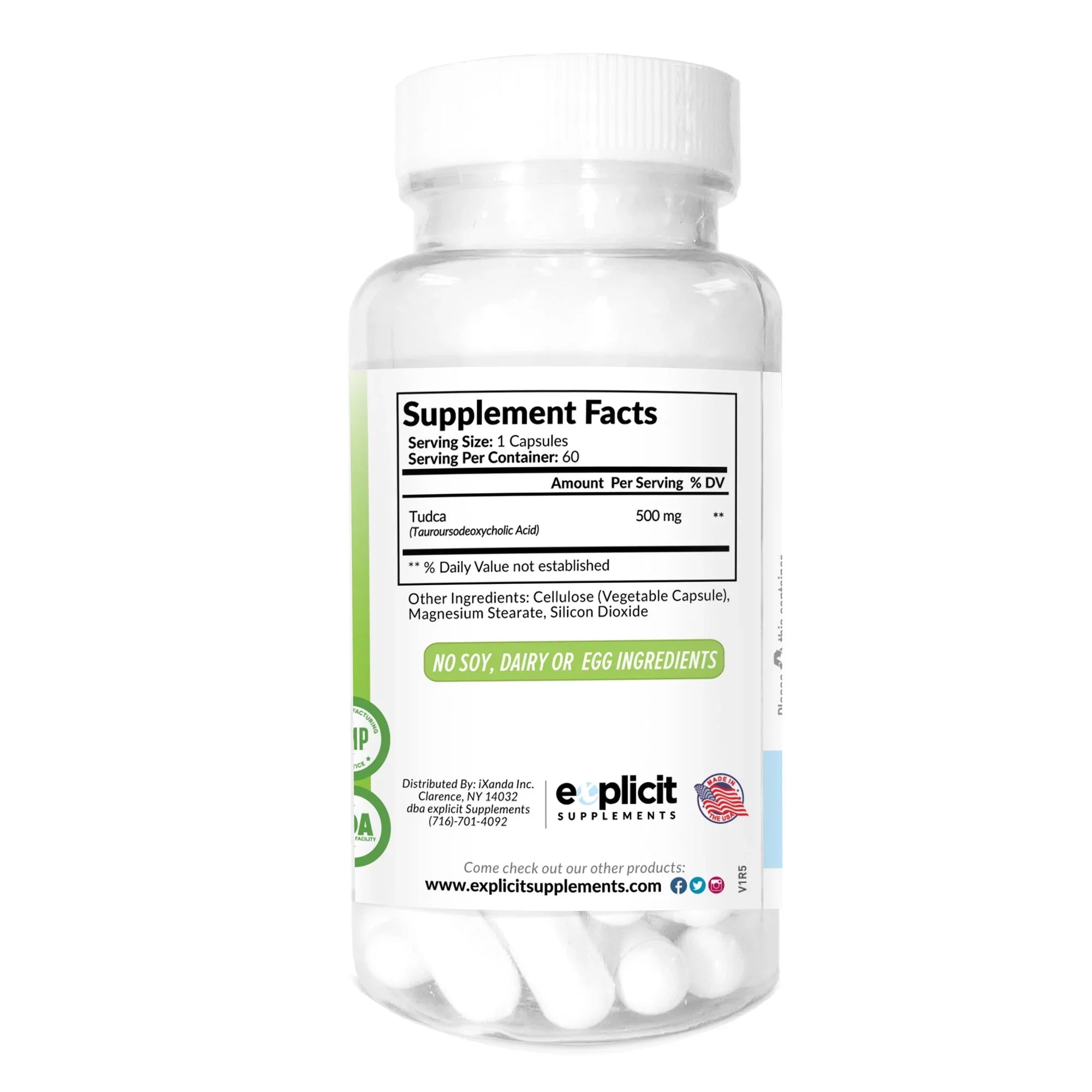 (Tauroursodeoxycholic Acid) - 500mg - 60 Capsules - Pure Liver Support & Health