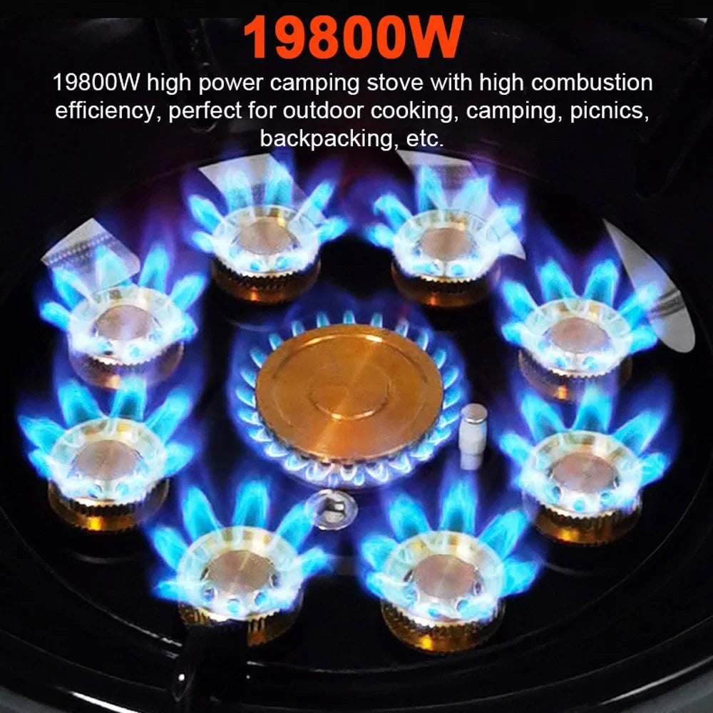 Stable Performance Camping Stove, 19800W Windproof Gas Stove for Cooking, Picnic, Hiking Outdoor Furnace