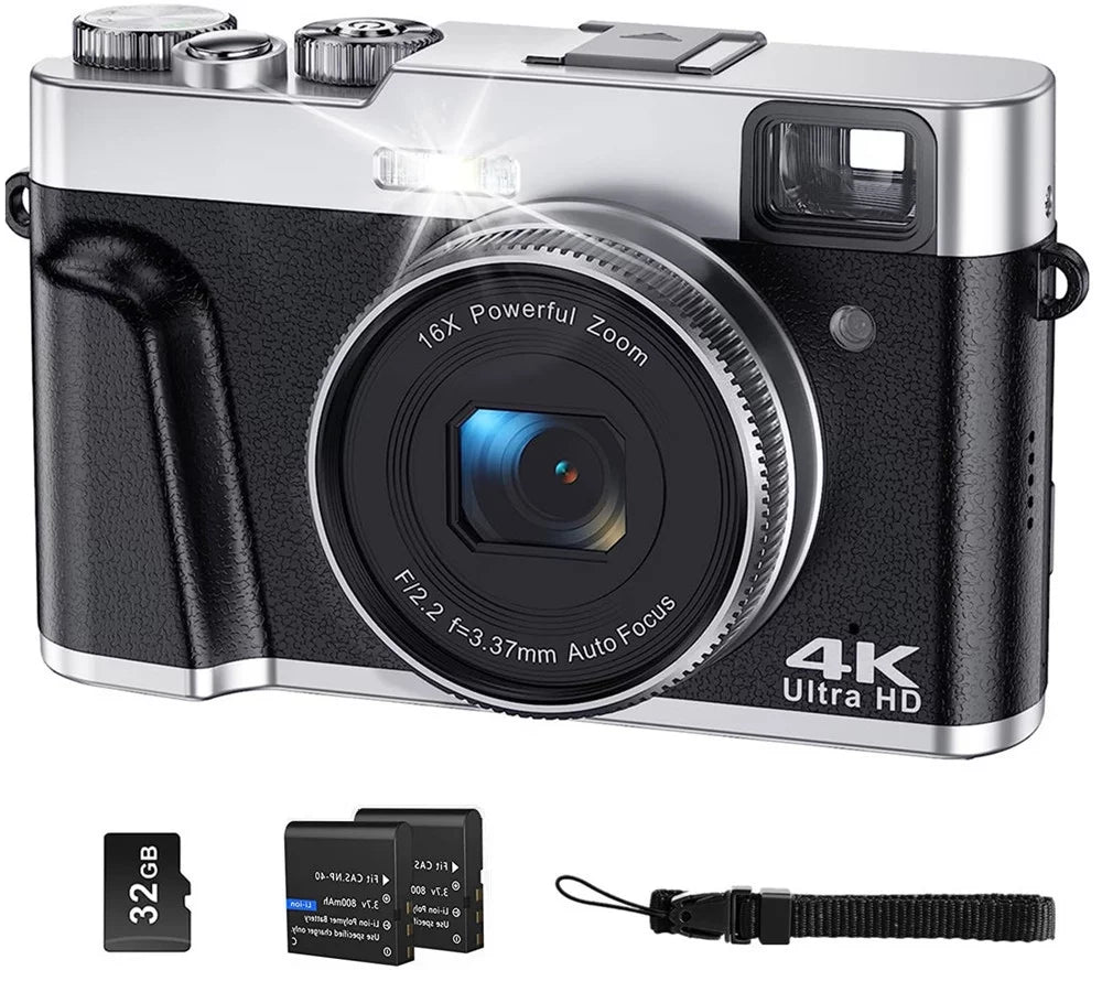 4K Digital Camera for Photography Autofocus 48MP 4K Camera for Vlogging YouTube 16X Digital Zoom Video Camera with 32GB  Card