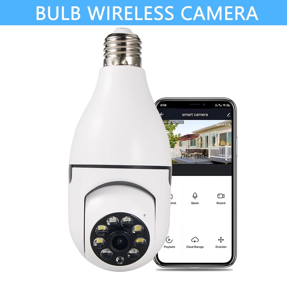 JahyShow 5GHz  Light Bulb Camera, 1080P Home Surveillance Cameras Wireless  with 360 Degree Panoramic View Lens, Night Vision, Remote Viewing, Motion Detection, Two Way Audio (2 Pack)