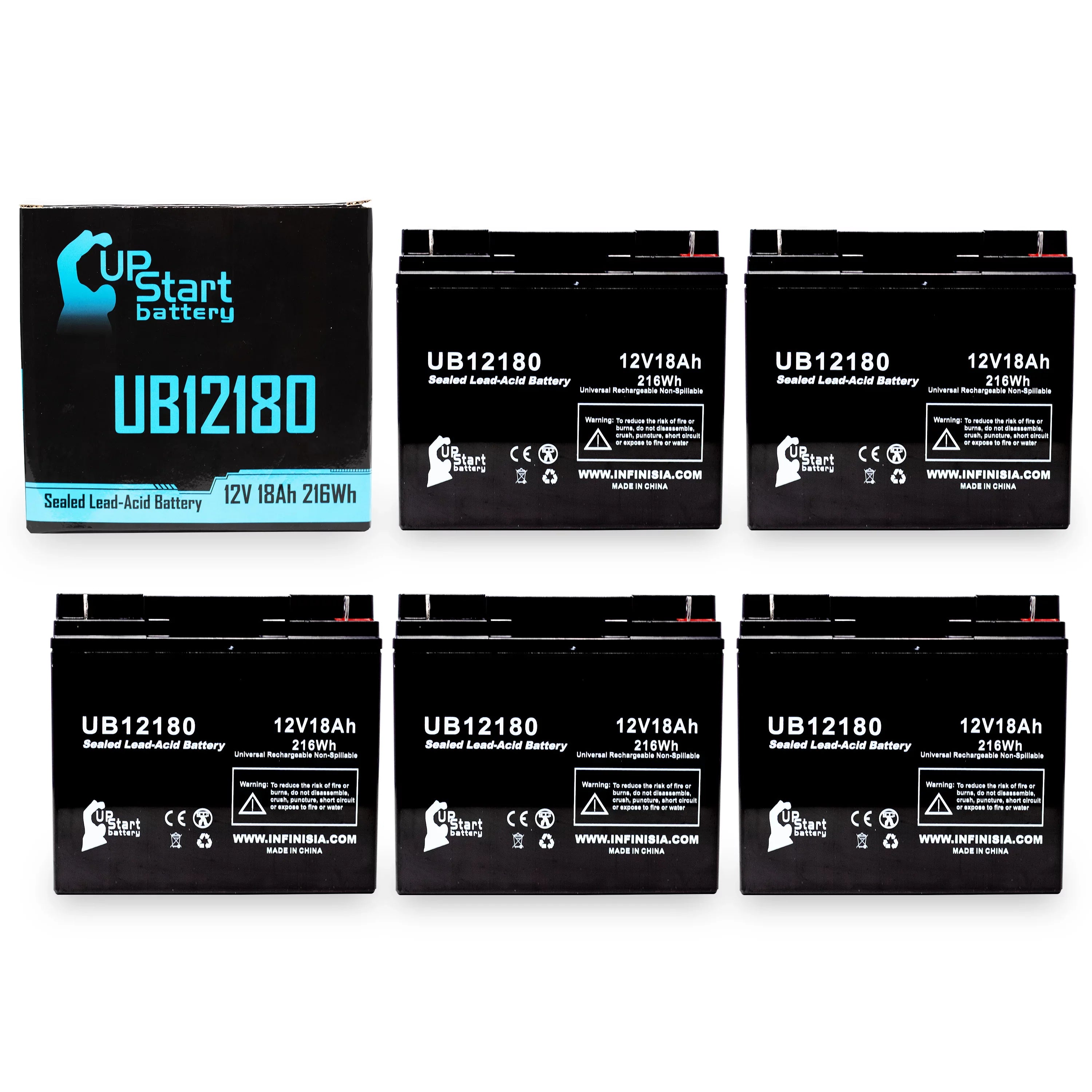 5x Pack - Compatible     Battery - Replacement  Universal Sealed Lead Acid Battery (12V, 18Ah, 18000mAh,  Terminal, , )