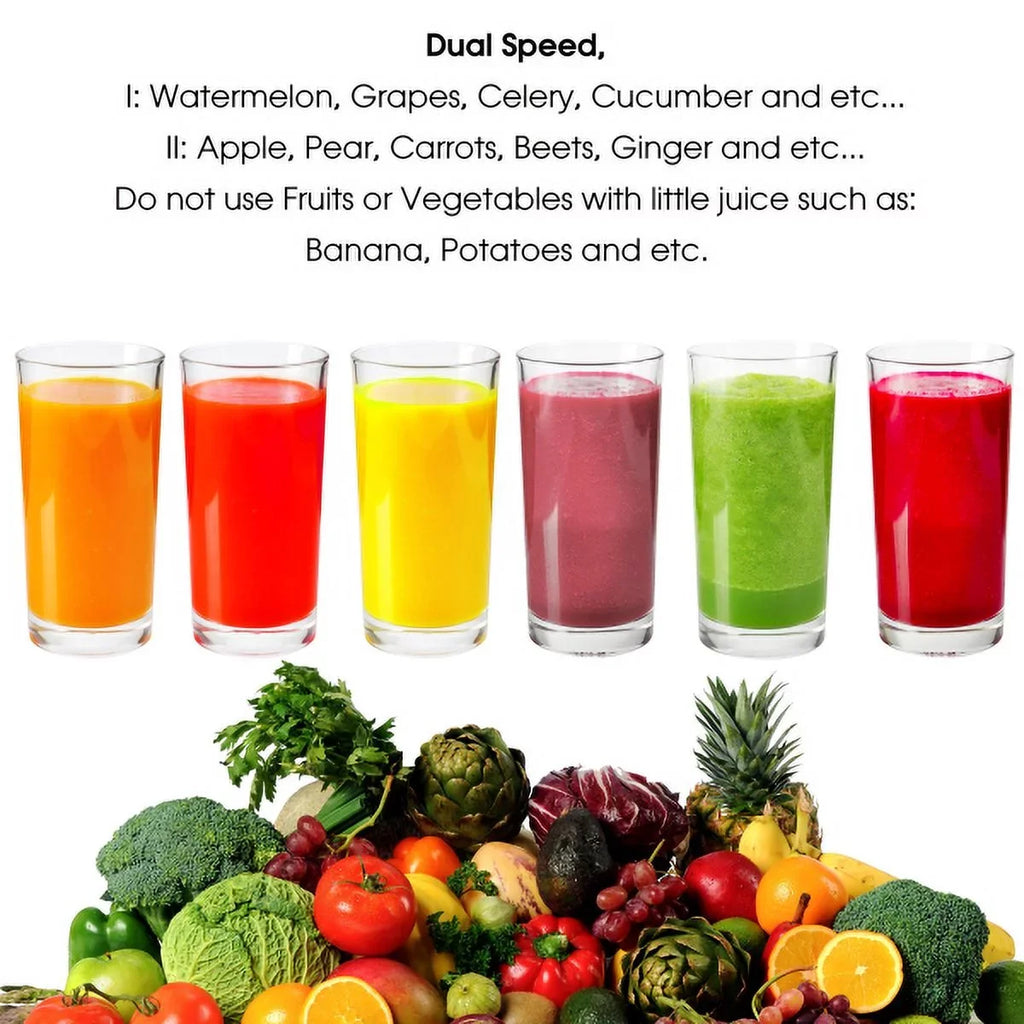 Megachef Wide-Mouth Juice Machine With Dual-Speed Centrifugal Juicer, Silver