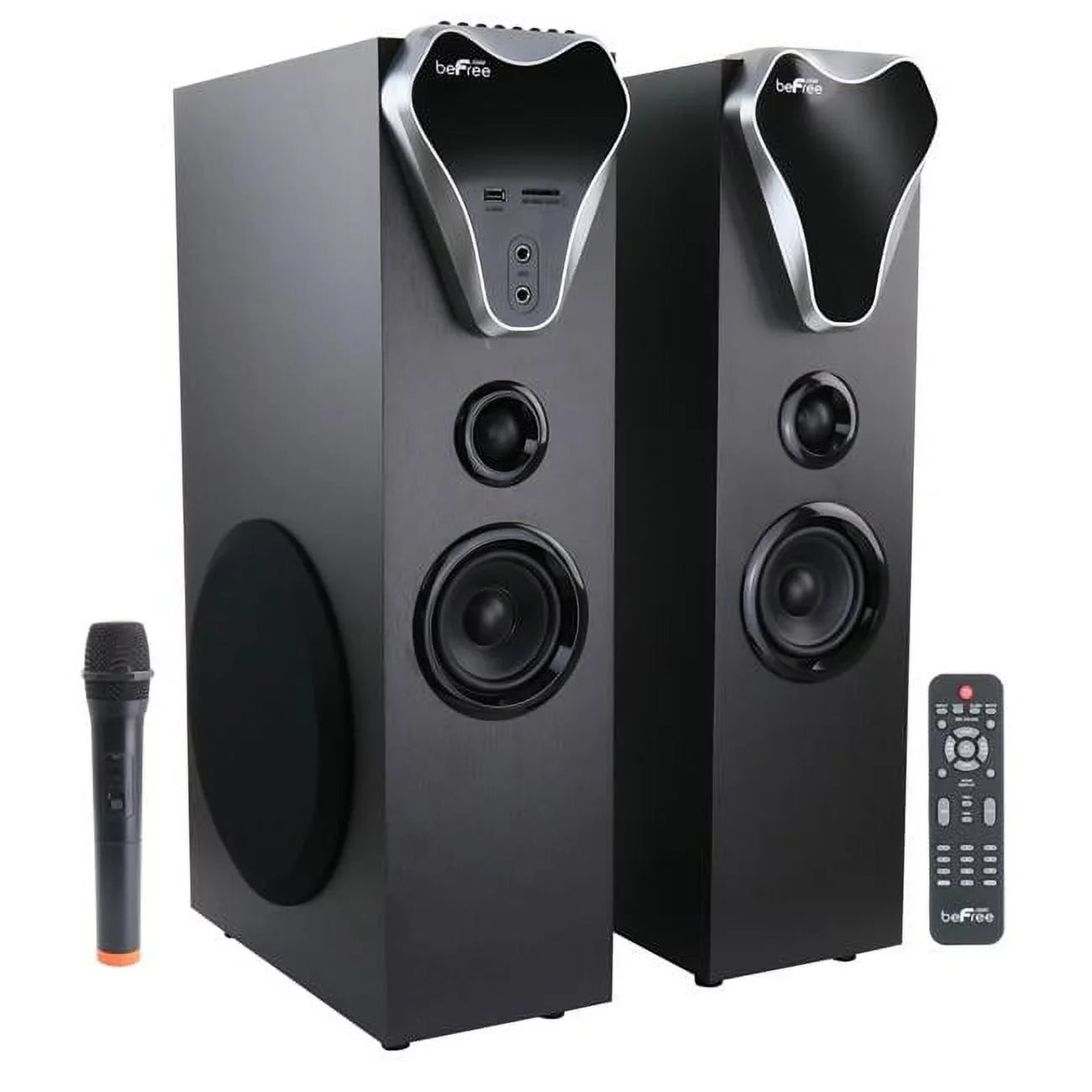 beFree Sound  2.1 Channel Bluetooth Tower Speakers with Optical Input, Black
