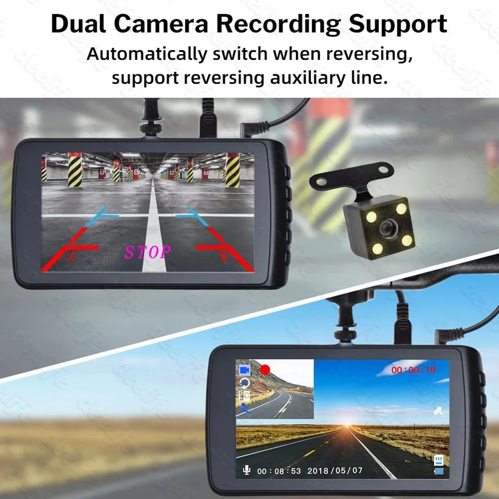 Car 4-inch Driving Recorder Dual Camera  1080P Night Vision  Reversing Image