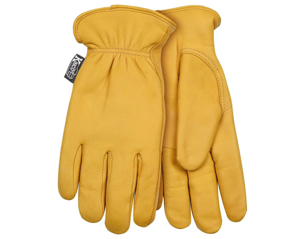 Kinco 90HKW- Women's Lined Grain Deerskin Gloves, Heat Keep Lining, Double Shirred Elastic Back, Small, Golden