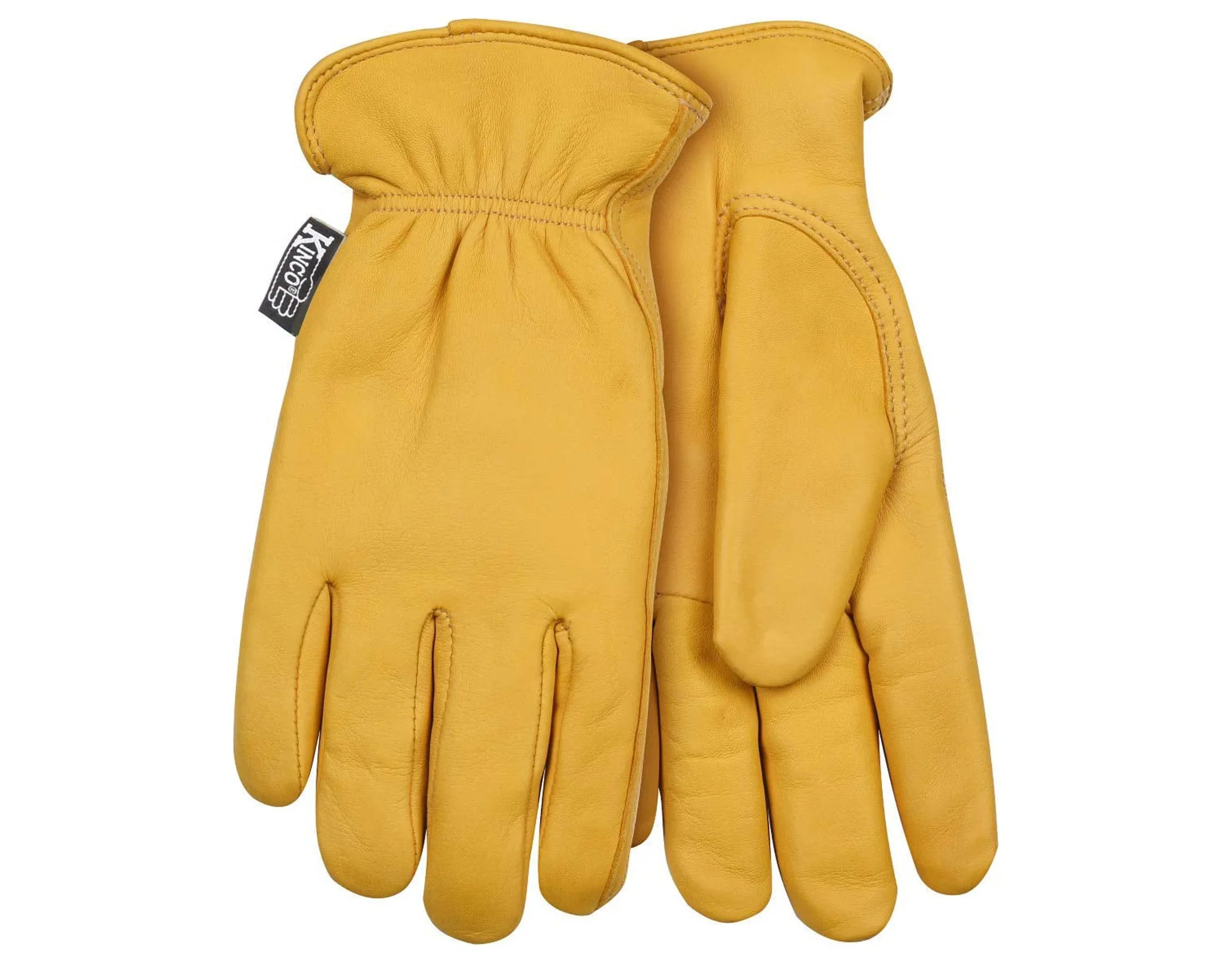 Kinco 90HKW- Women's Lined Grain Deerskin Gloves, Heat Keep Lining, Double Shirred Elastic Back, Small, Golden