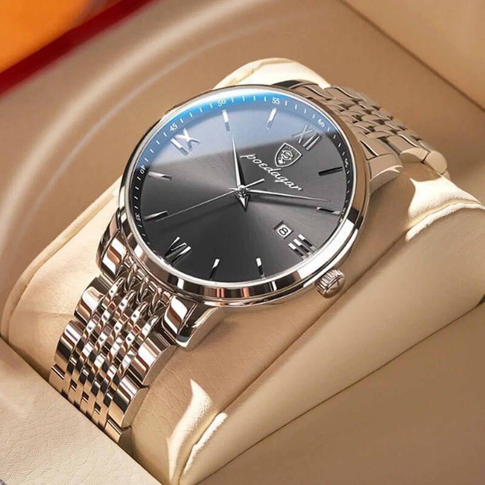 New Men Ultra-Thin Watches Fashion Week Calender Business Cool Waterproof Luxury Stainless Steel Quartz Wristwatch