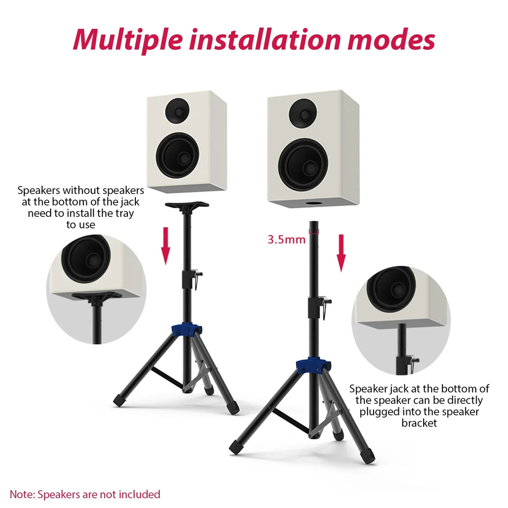 Speaker Stand Studio Speaker Tripod Stand Heavy Duty Telescoping Height Adjustable Non-slip Three-point Triangle Base Bracket for Performance Surround Sound