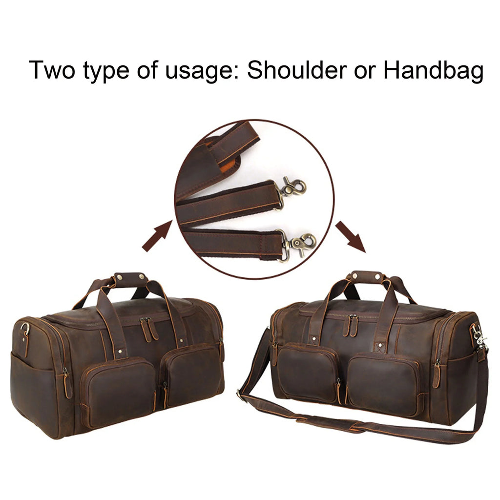 Full Grain Leather Duffle Bag, Travel Bag, Shoulder Bag