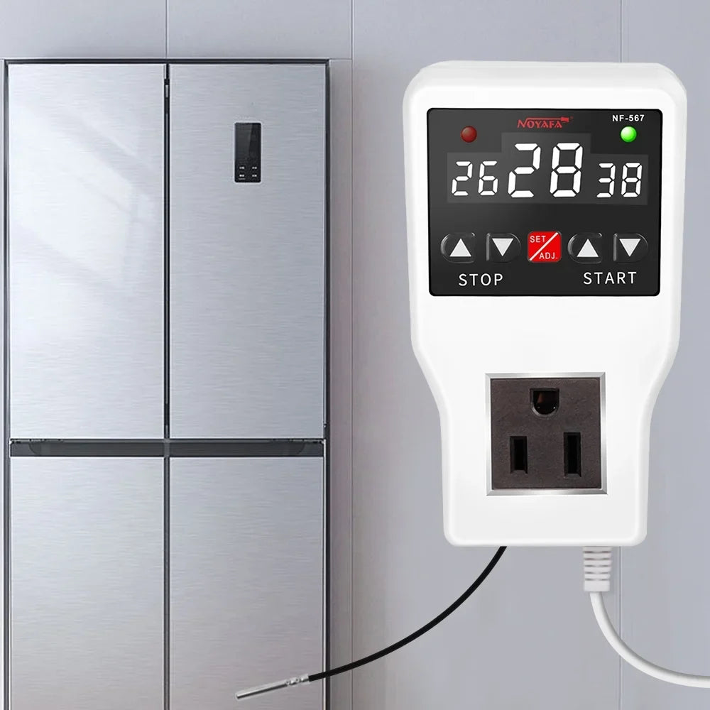 Shinysix Temperature Controller Socket with Timer Switch,  -567 Digital Thermostat 800W 10A, Cooling Heating Temperature Sensor Plug – Ideal for Home Appliances