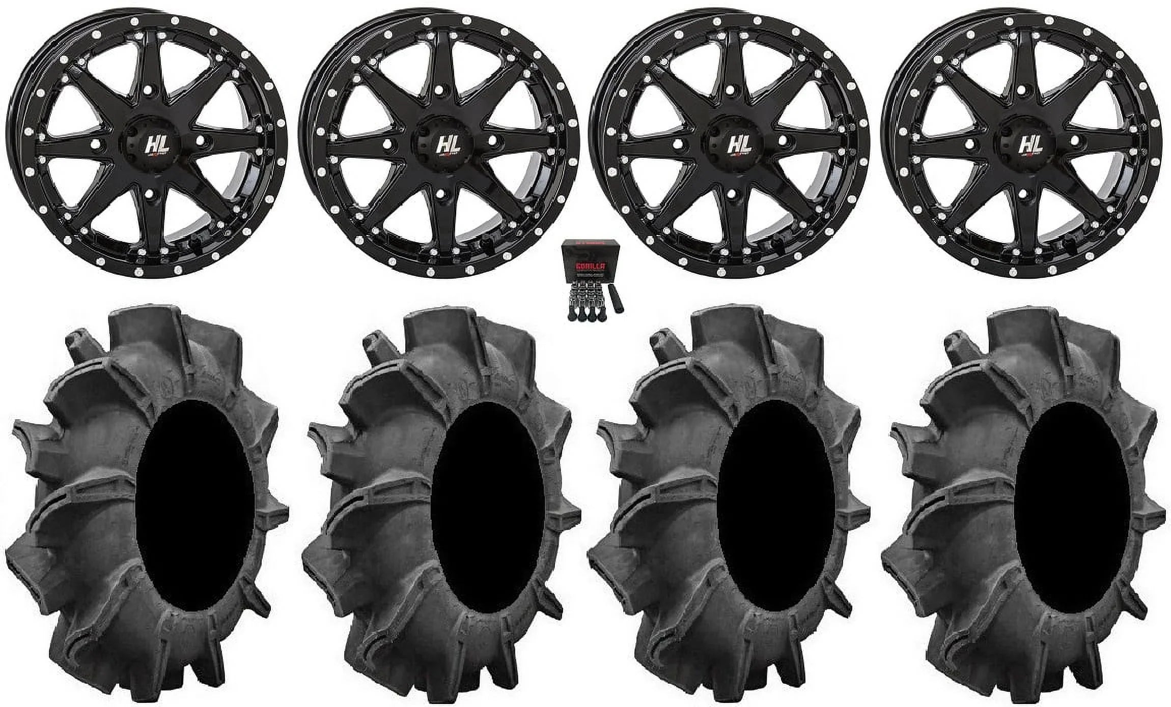 High Lifter  14" Wheels Black 34" Assassinator Tires Kawasaki Teryx Mule