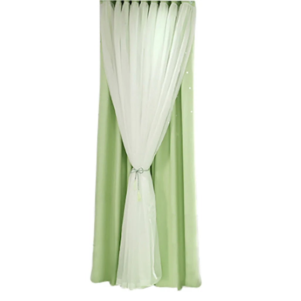 Starry Sky Sheer Curtain Tulle Window Treatment Voile Drape Valance Double-deckLight linen tulle curtains