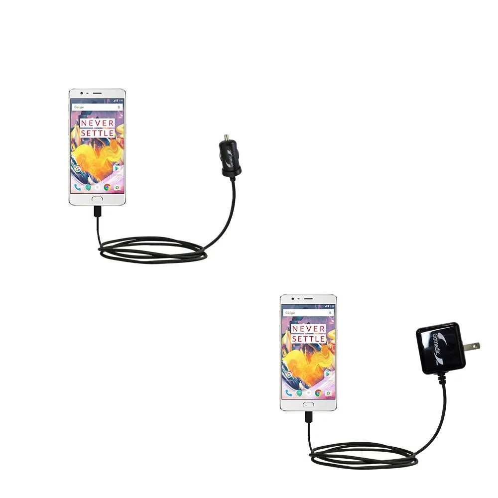 Gomadic Car and Wall Charger Essential Kit suitable for the OnePlus 3T - Includes both  Wall and  Car Charging Options with TipExchange