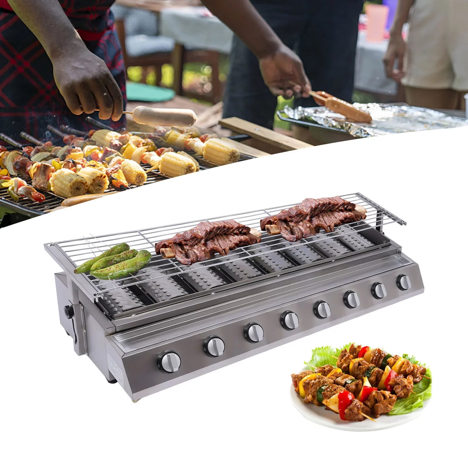 Grill Gas Barbecue Grill for Home Patio Garden Party Picnic, Stainless Steel
