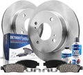 Detroit Axle - Rear Brake Kit for 4-Wheel Disc 2004-2009 Kia Spectra, 2005-2009 Kia Spectra5 Disc Brakes Rotors and Ceramic Brake Pads 2006 2007 2008 Replacement