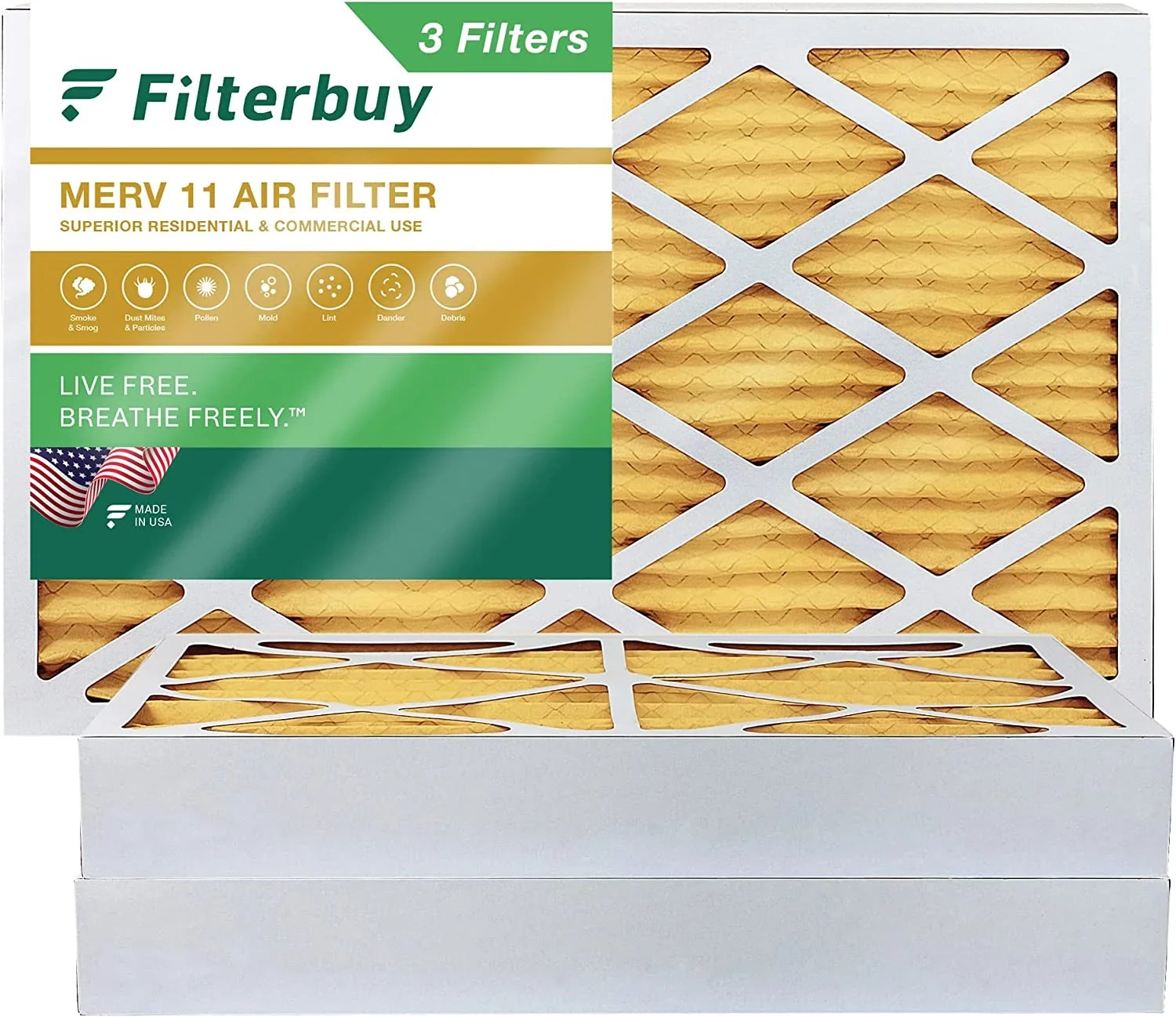 Filterbuy 12x24x4  11 Pleated   Furnace Air Filters (3-Pack)