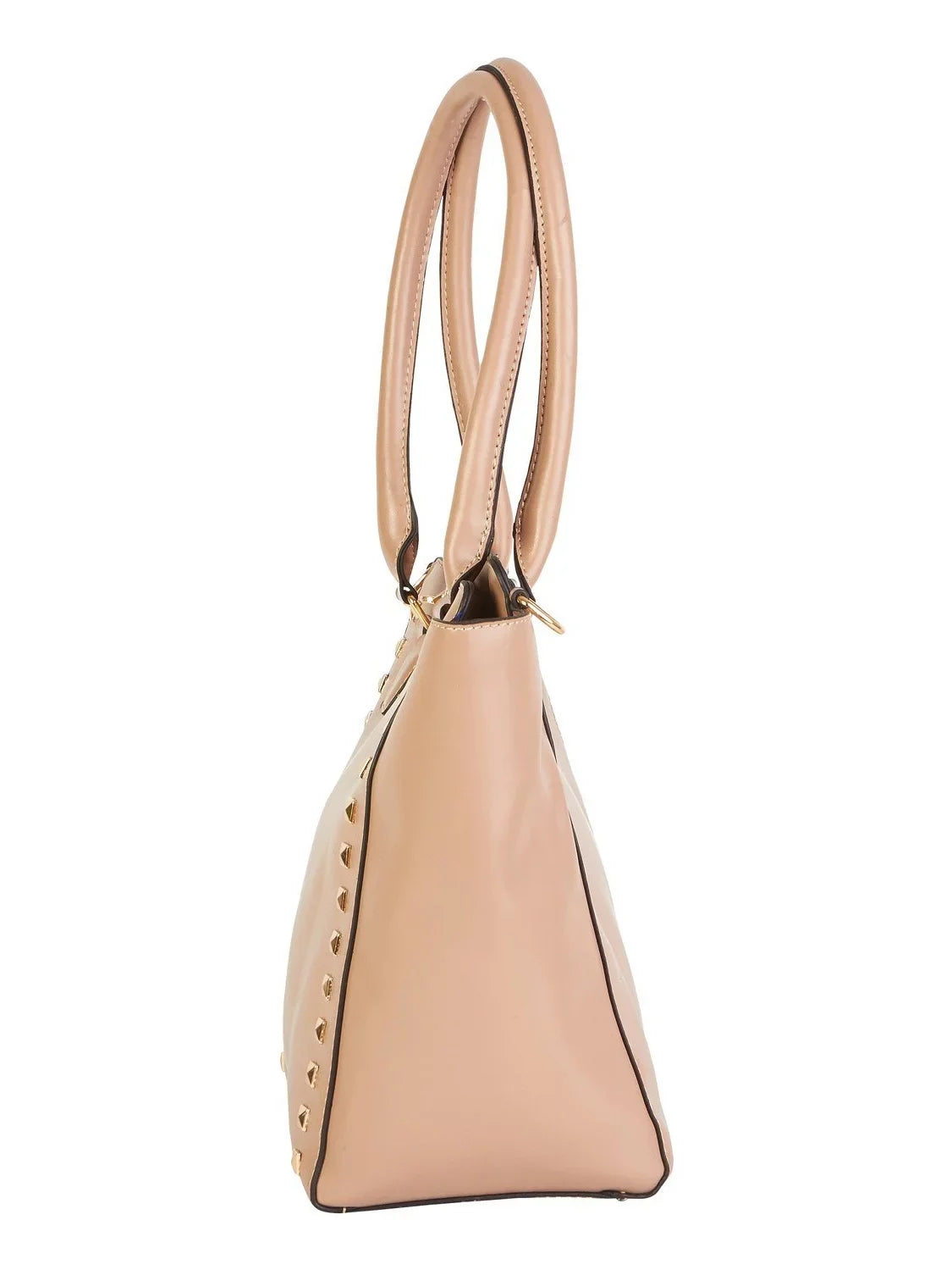 Beaute Bags Gold Studded Large Shopper Adult Women Handbag Vegan Leather (Taupe/Beige)