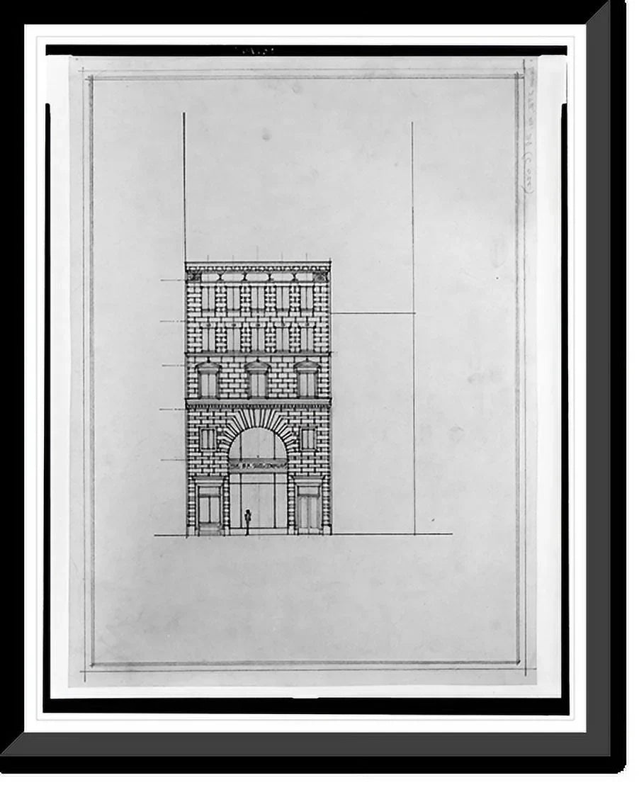 Historic Framed Print, [Two office buildings for .. Saul (15th Street, .., Washington, ..). Front elevation], 17-7/8" x 21-7/8"