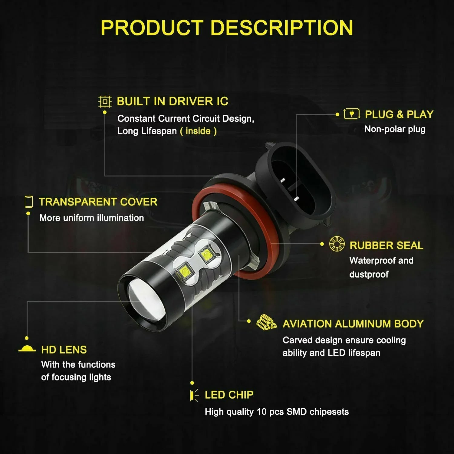 Headlight Bulbs for Mazda -5 2018   Led Fog Lights 4pcs