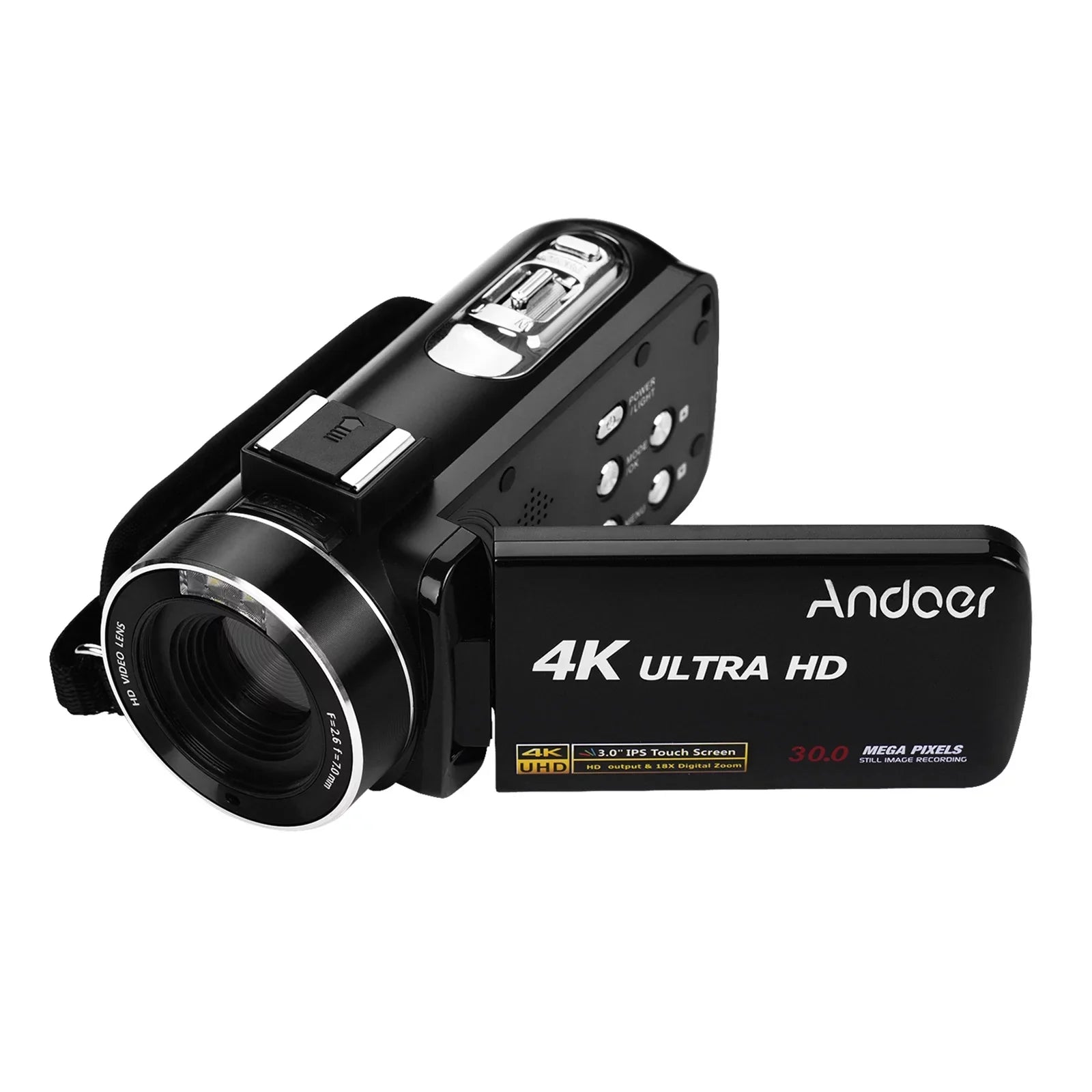 Andoer 4K Handheld  Professional Digital Video  Sensor Camcorder with Hot Shoe for Mounting Microphone 3.0 Inch  Monitor Burst -Shaking Function