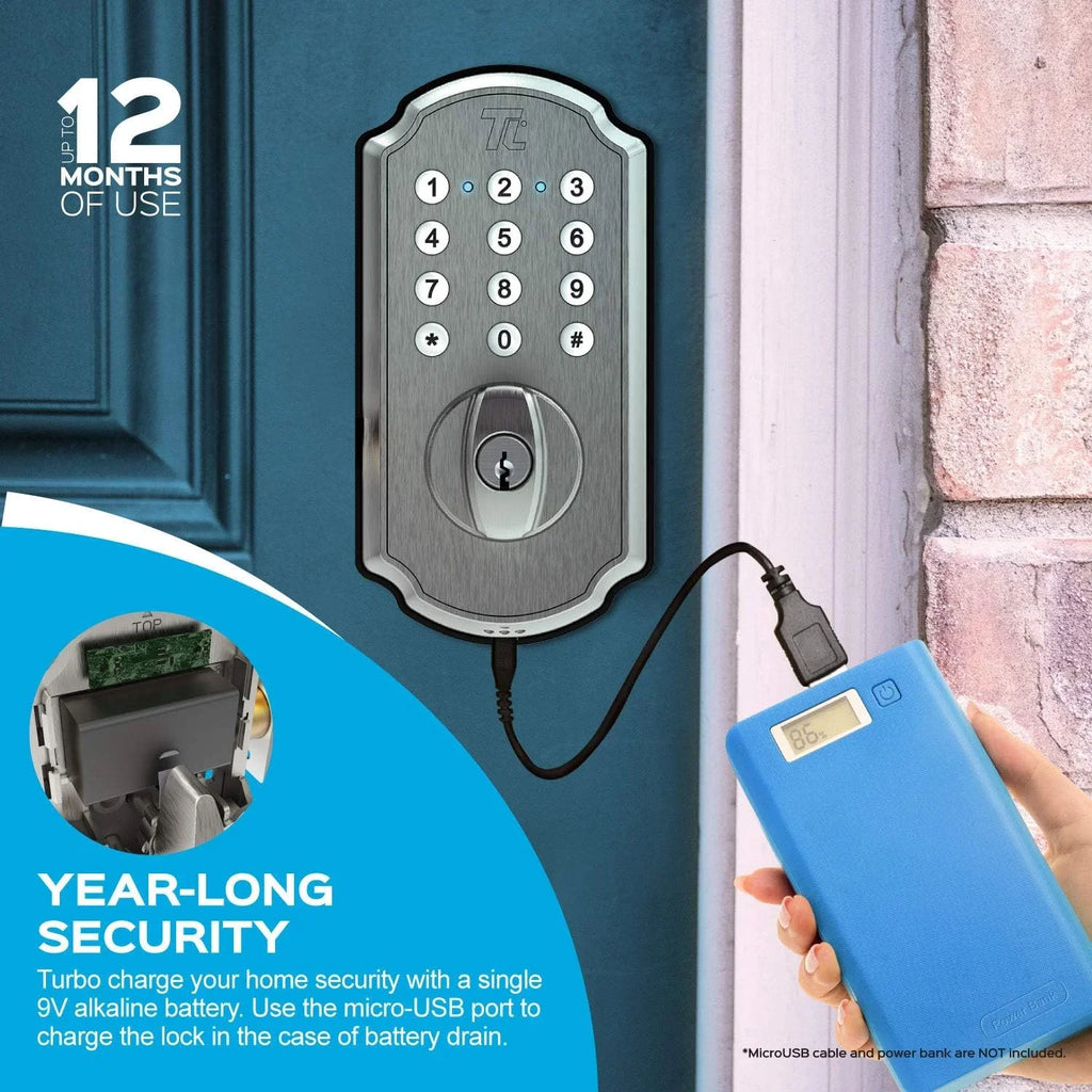 TurboLock  Keyless Entry Door Lock Smart Deadbolt with Electronic Keypad for Front Door Home Mobile App Brushed Nickel
