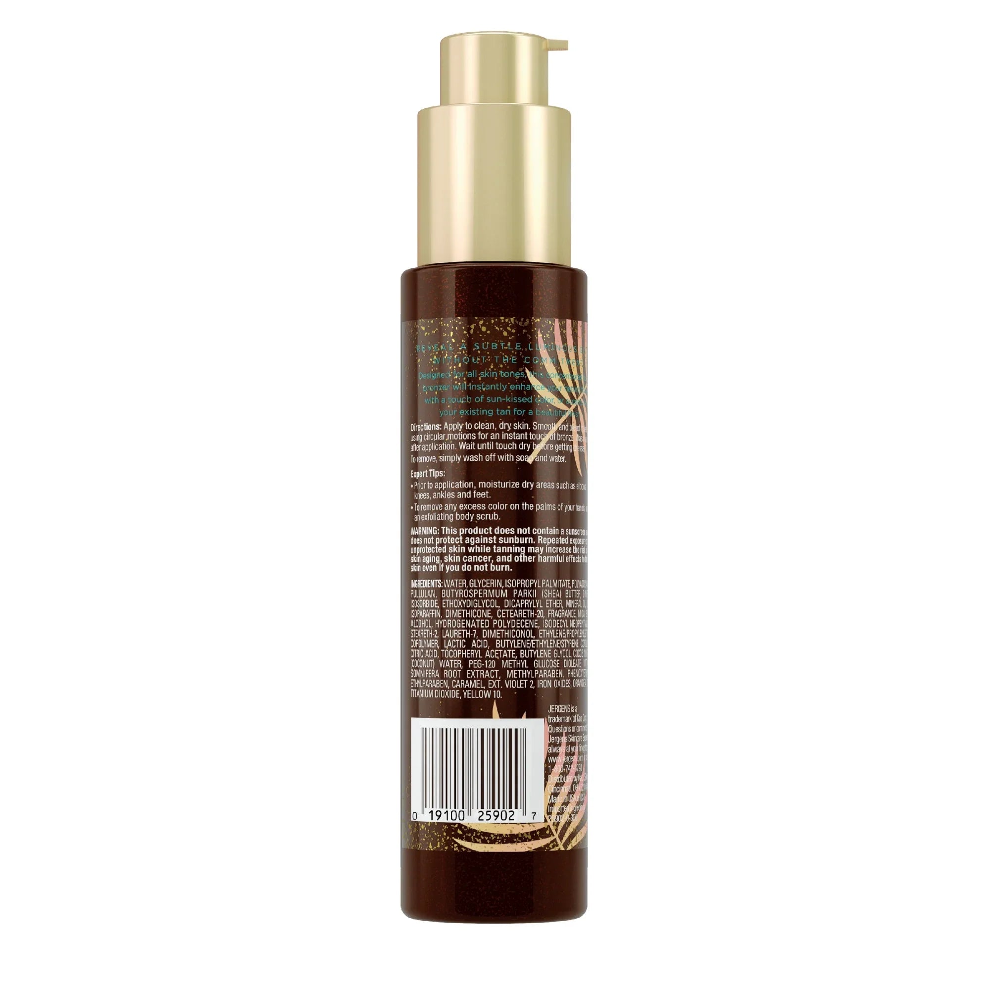 by Jergens Self Tanner Body Bronzer,  Sunless Tanner For All Unique Skin Tones, 3.4 fl oz