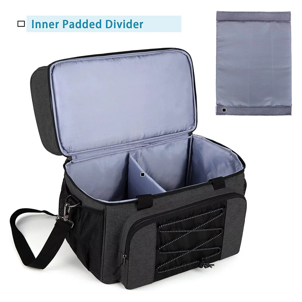 Suzicca Bowling Bag for 2 Balls Portable Bowling Tote Bag with Padded Ball Holder for Double Ball and Pair of Bowling Shoes up to Mens 16