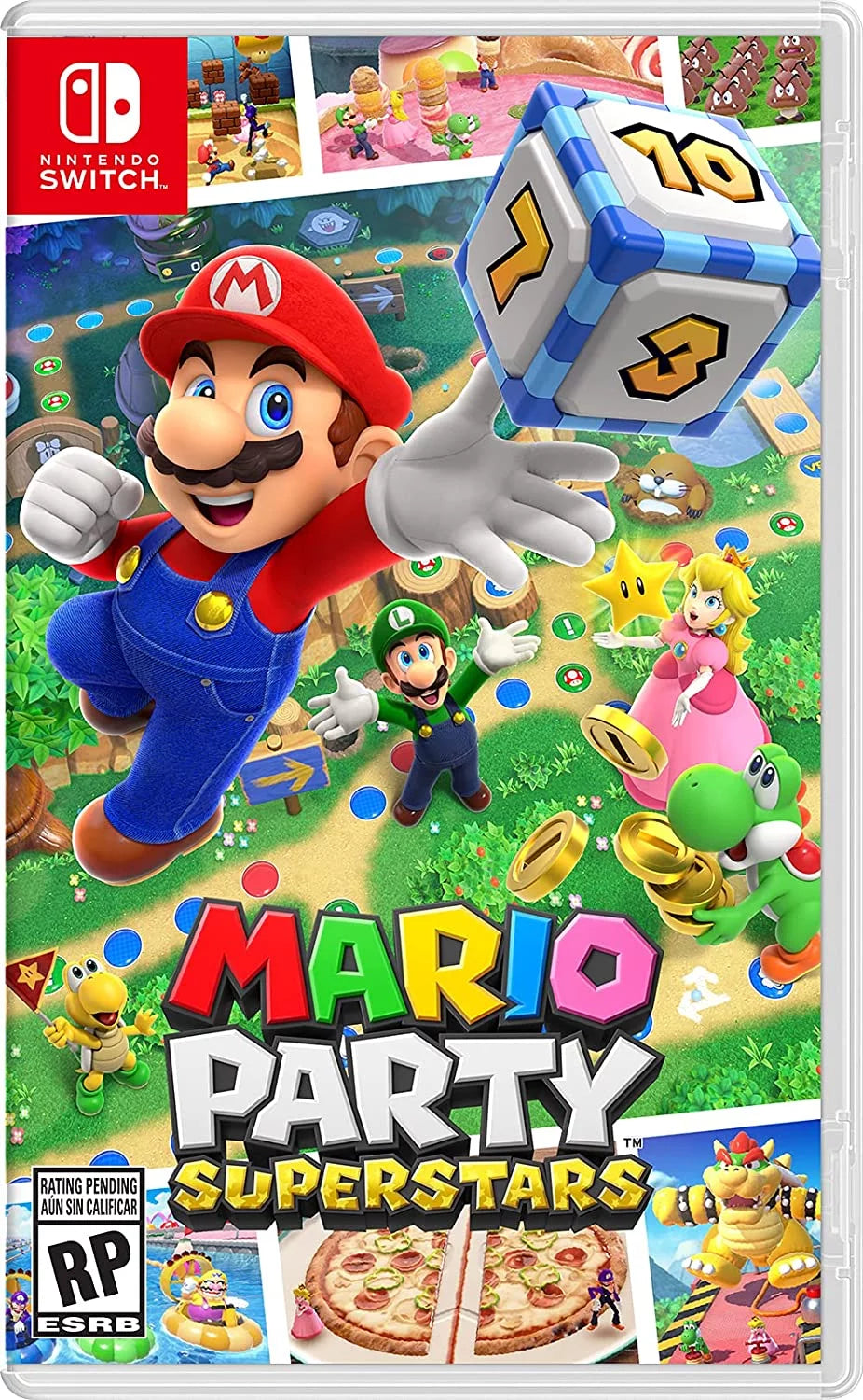 Nintendo Switch  Console White with Mario Party Superstars and Screen Cleaning Cloth