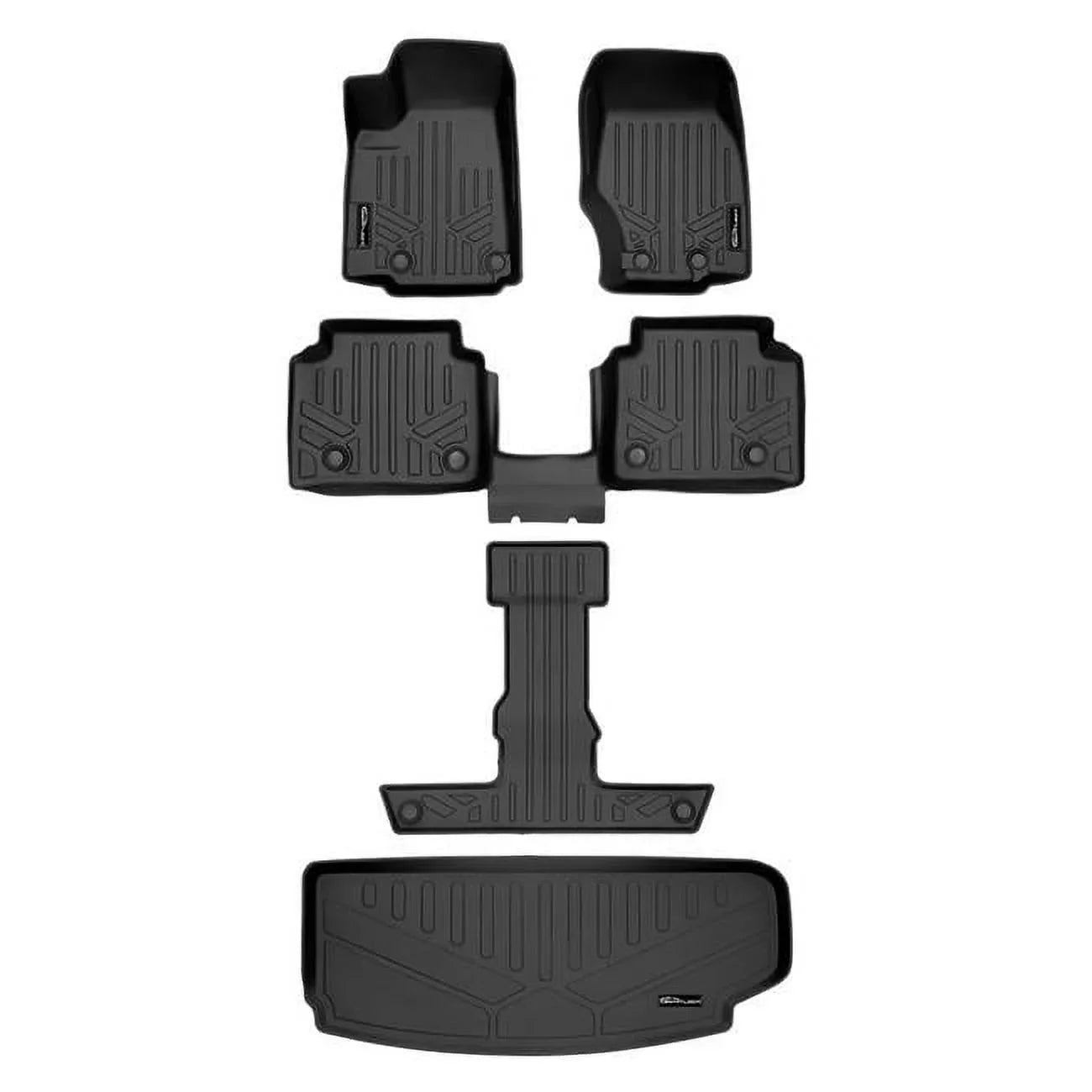 '--- All Weather Custom Fit Black 3 Row & Cargo Liner Behind the 3rd Row Floor Mat Liner Set for 2021-2023 Jeep Grand Cherokee , Black