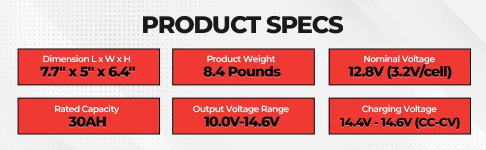 '-1230 Group  12V Drop-In-Ready Marine Battery 385Wh 30AH Lithium Iron LiFePO4 with built in  Lightweight ideal for Small Boats, Canoe Kayak Inflatable (8.4LBS)