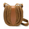 Italian Artisan  Lara Womens Vintage Suede Leather Messenger Bag, Light Brown - Small