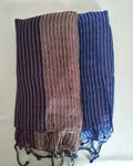 Tricolor Thin Striped Shawl - Blue/Brown