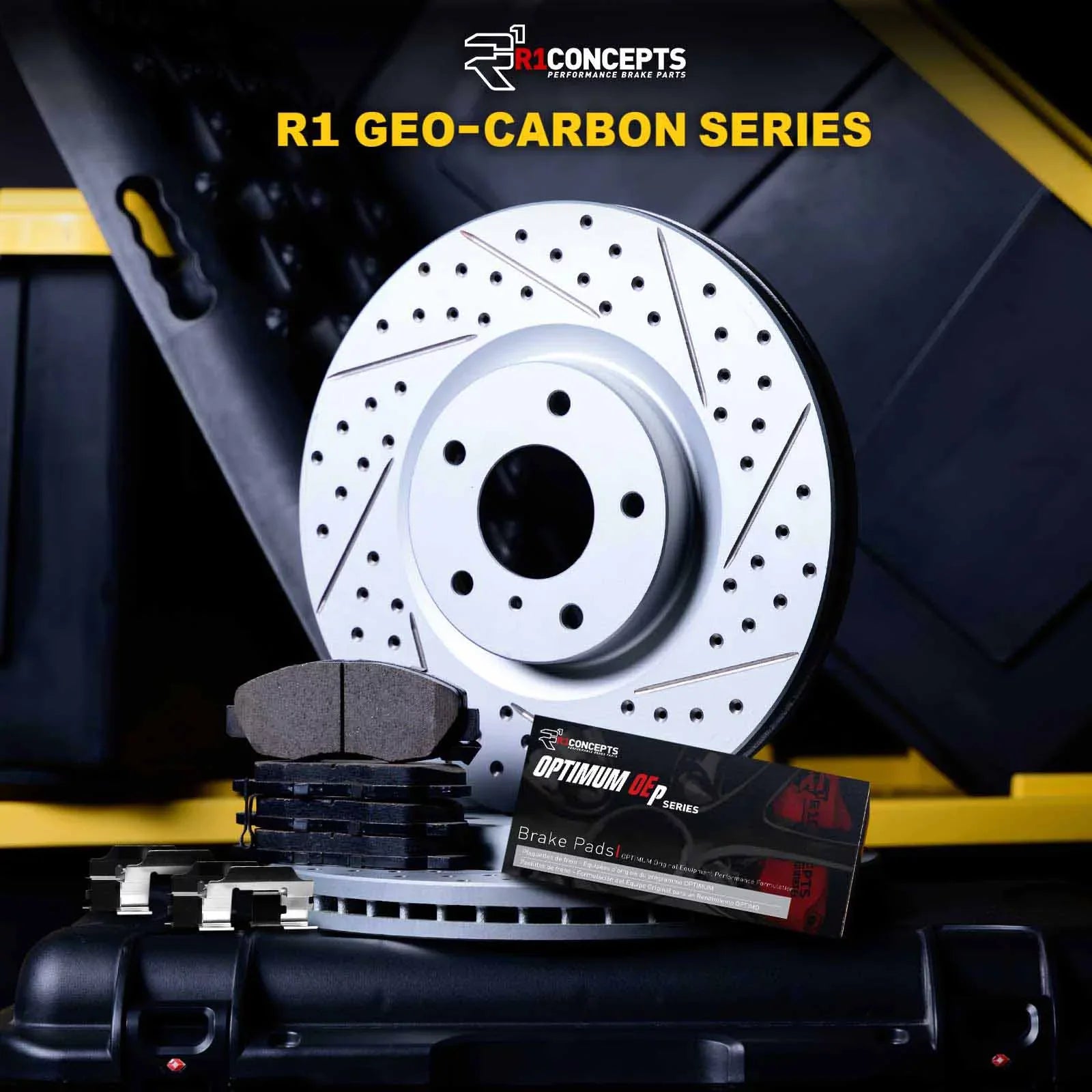 Concepts Front Brakes and Rotors Kit |Front Brake Pads| Brake Rotors and Pads| Optimum OEp Brake Pads and Rotors |Hardware Kit -45033