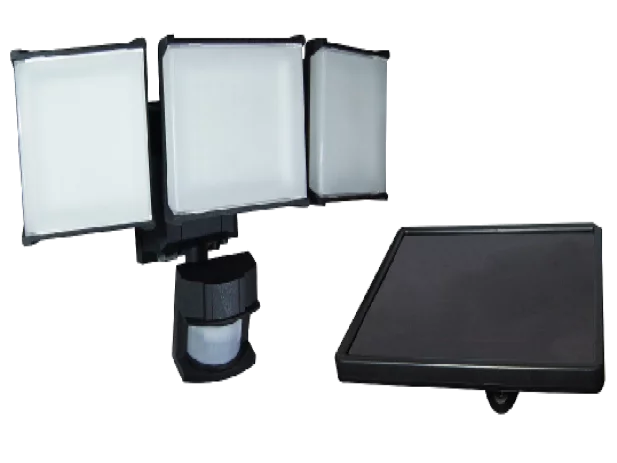 Hyper Tough Solar Three Head  Motion Sensing Security Flood Light, Outdoor, Black, 2000 Lumen