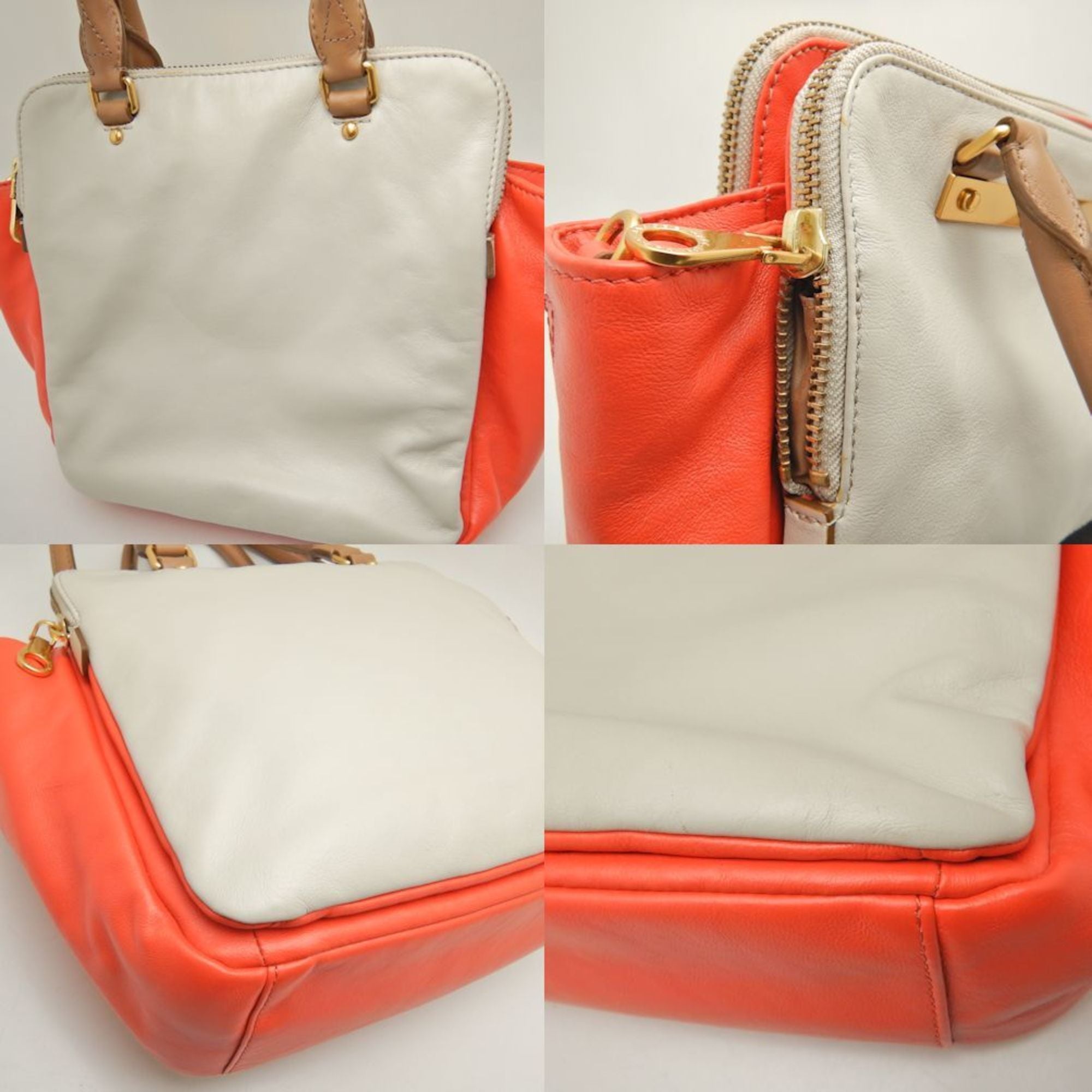 Pre-Owned    Handbag Leather Grey Orange 251616 (Good)