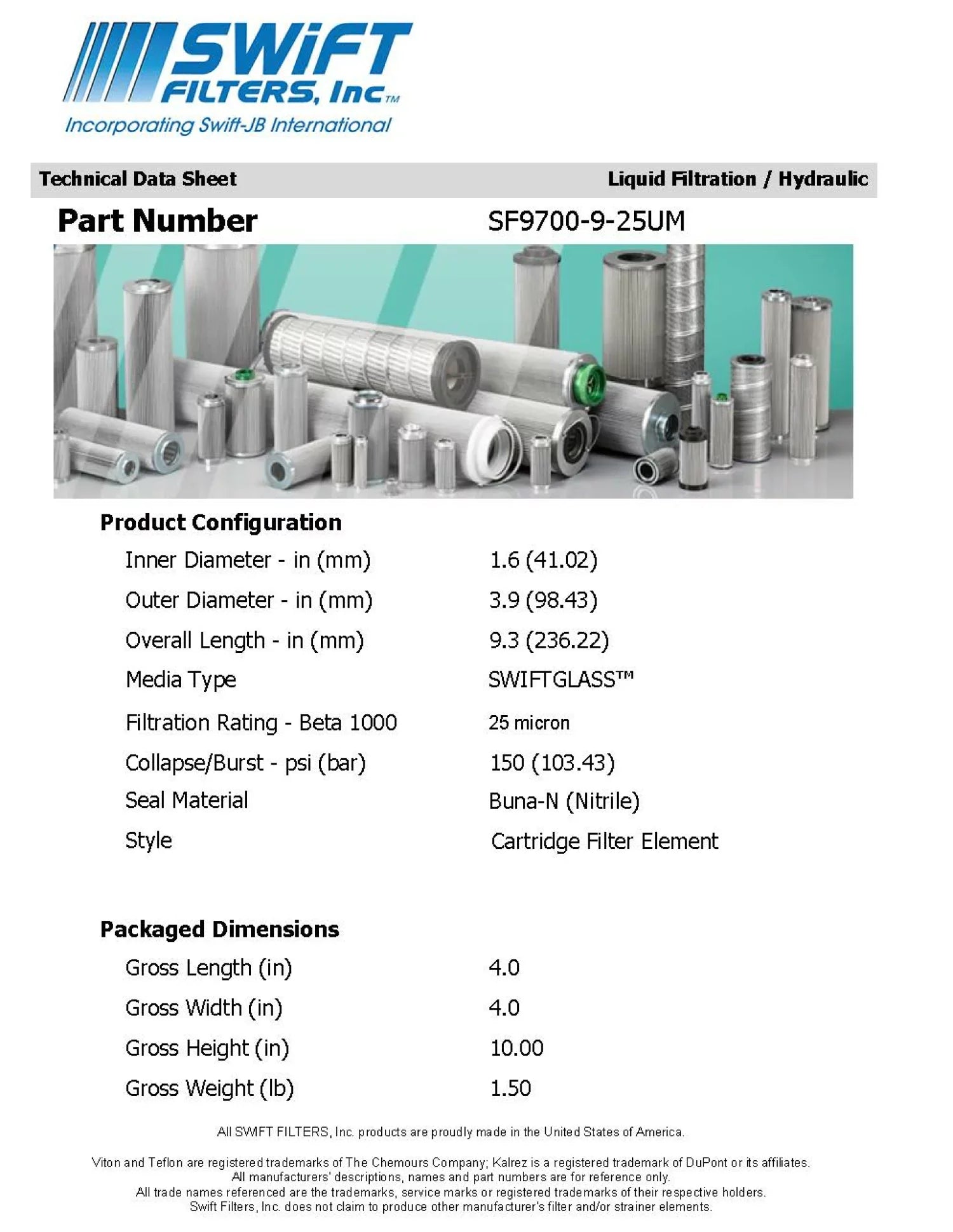 Direct Interchange for  7811 Cartridge Filter Element  Microglass 25 Micron
