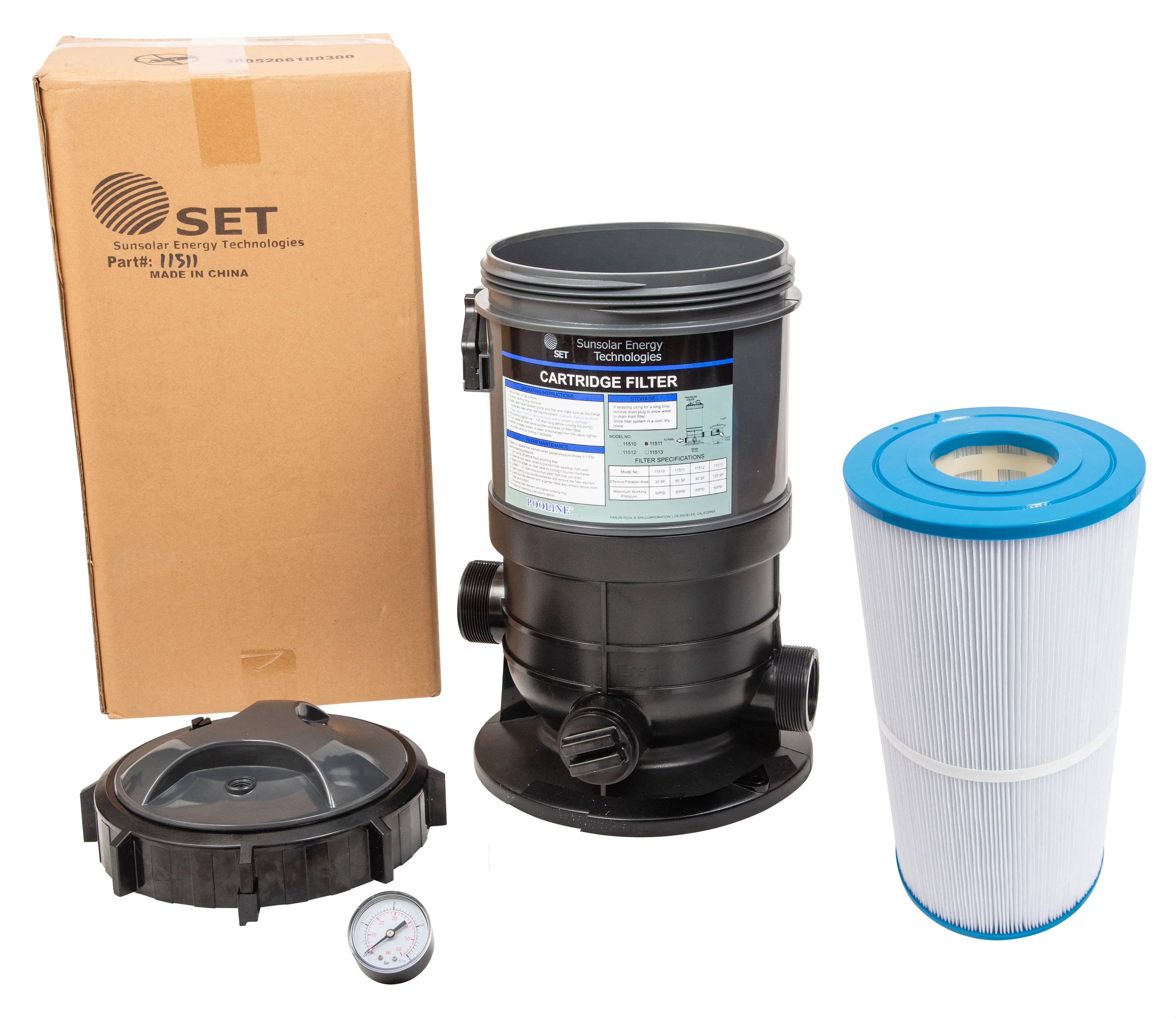 Cartridge Filter System with Pressure Gauge for Swimming Pools 60SF