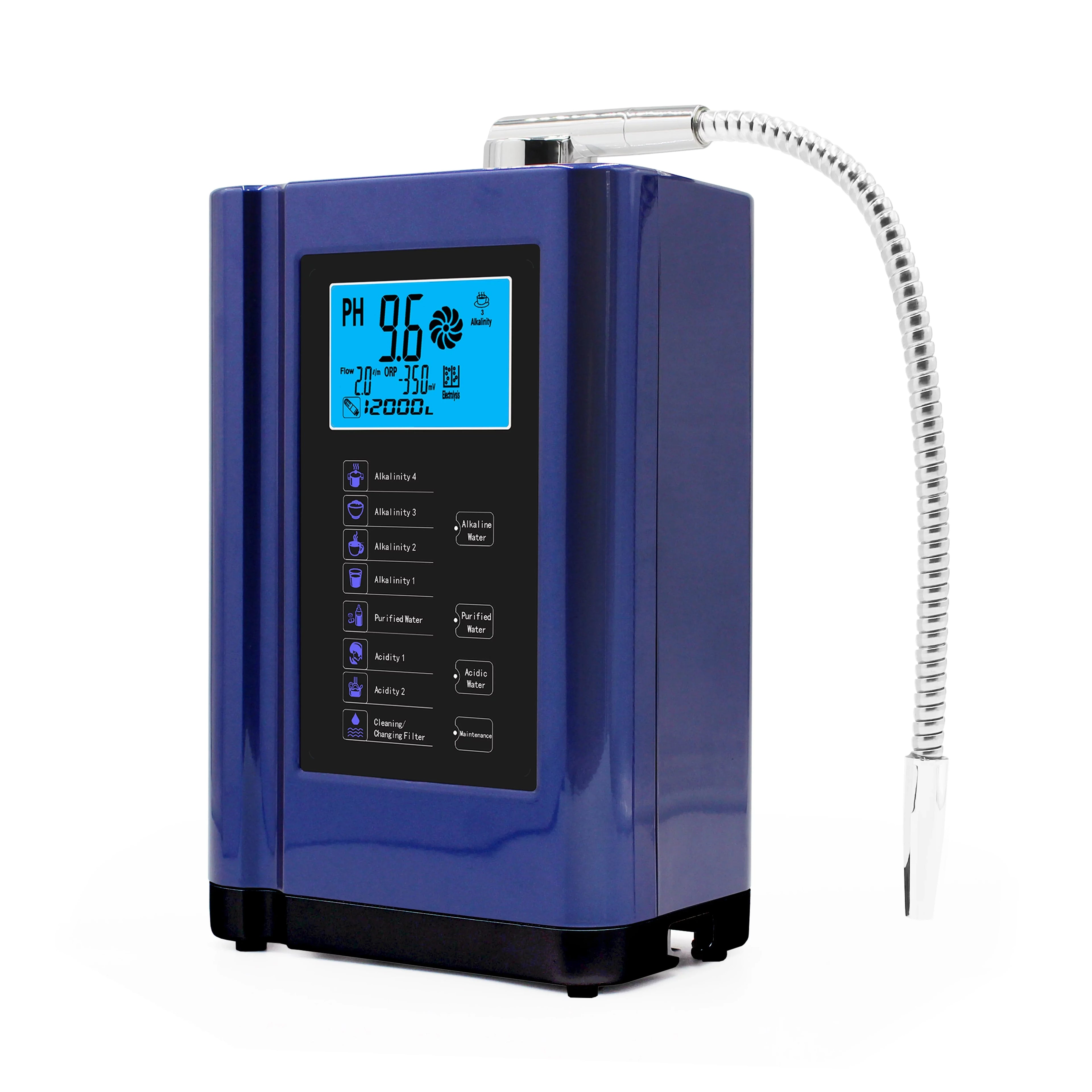 Alka  Water Ionizer, Water Purifier Machine  3.5-10.5 Alkaline Acid Water Machine,Up to -500mV , 8000 Liters Per Filter,7 Water Settings,Auto-Cleaning,Intelligent Voice (blue )