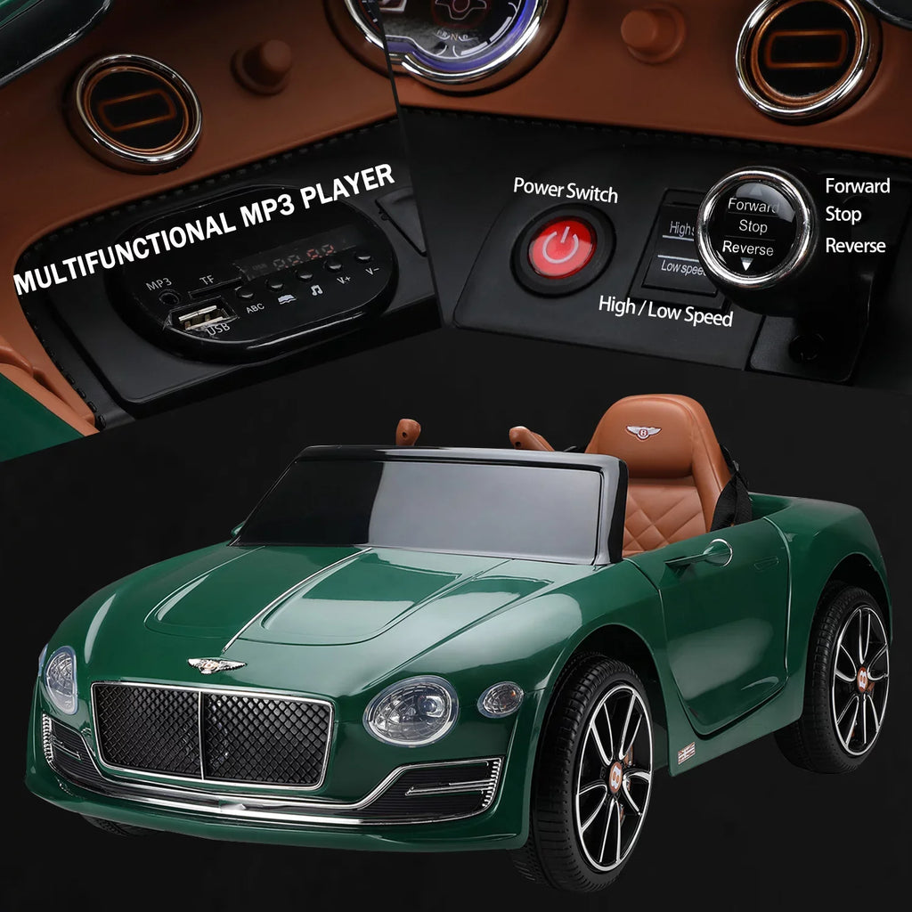 Official Licensed Bentley Ride on Car, 12V Electric Car for Boys Girls Age 3+, Ride on Car with Remote Control, Music, Green