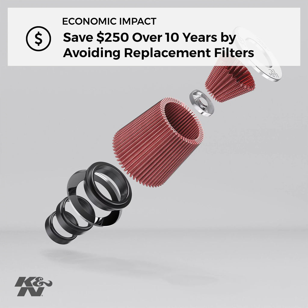 & Universal Clamp-On Engine Air Filter: Washable: Round Tapered; 2.25 in/2.5 in/2.75 in (70 mm/64 mm/57 mm) Flange ; 4.5 in (114 mm) Height; 4.5 in (114 mm) Base; 3.5 in (89 mm) Top , -1003RD-