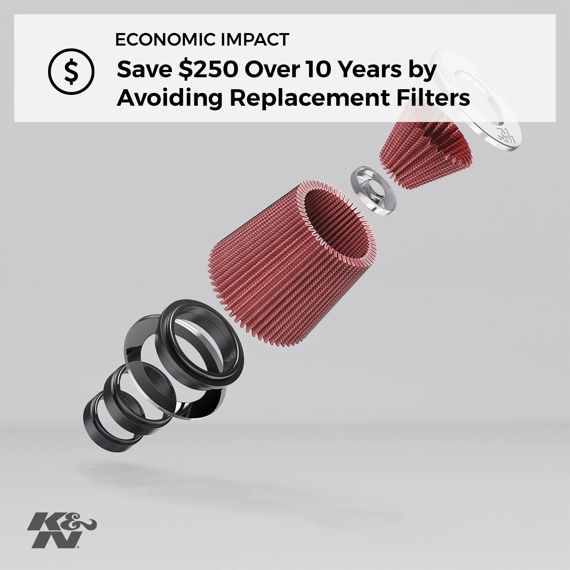 & Universal Clamp-On Engine Air Filter: Washable: Round Tapered; 2.25 in/2.5 in/2.75 in (70 mm/64 mm/57 mm) Flange ; 4.5 in (114 mm) Height; 4.5 in (114 mm) Base; 3.5 in (89 mm) Top , -1003RD-