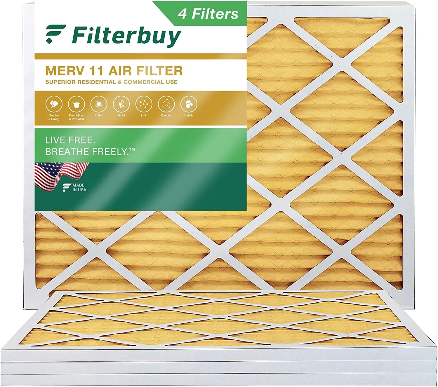 Filterbuy 16x20x1  11 Pleated   Furnace Air Filters (4-Pack)