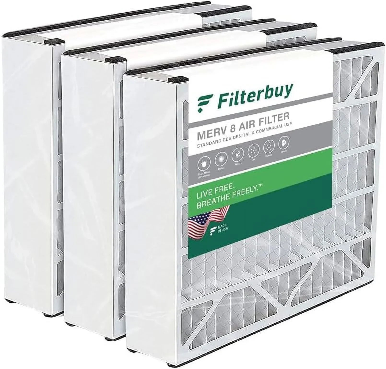 Filterbuy 16x25x3  8 Pleated   Furnace Air Filters for Trion Air Bear 255649-101 (3-Pack)