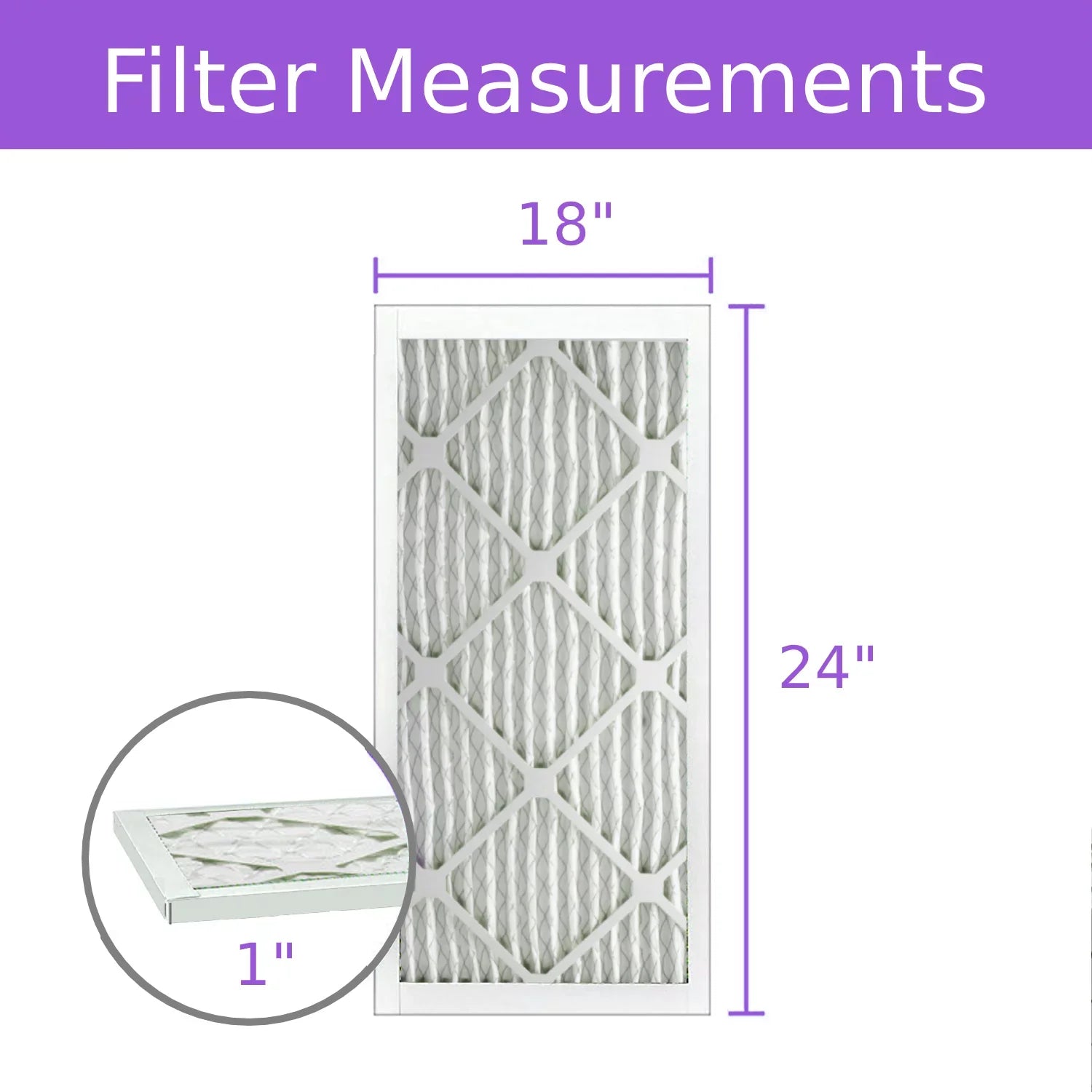 18x24x1, Purolator  Extended Surface Pleated Air Filter, Mechanical  8, (6 Pack)