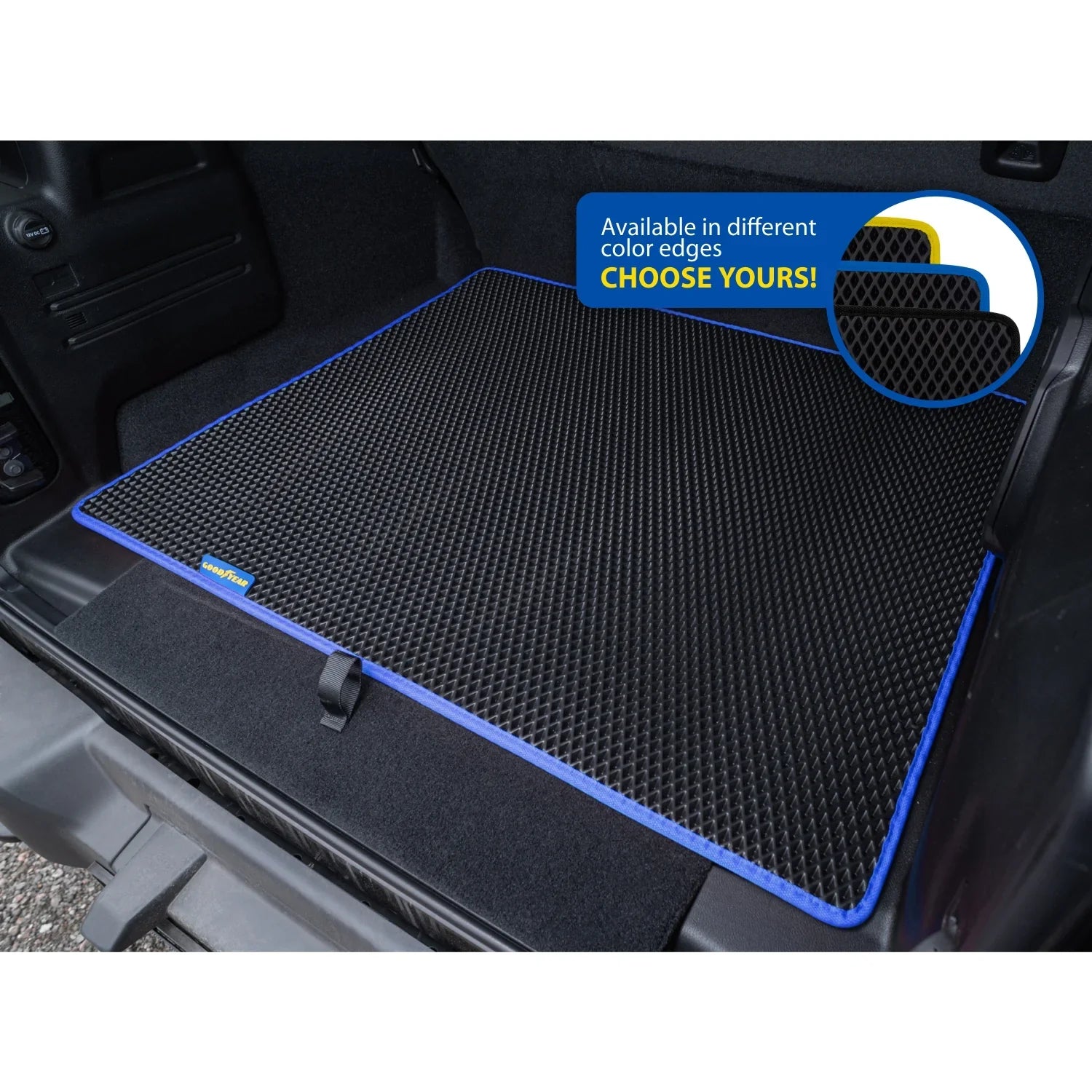Goodyear Custom Fit Cargo Mat Liner for Jeep Wrangler 2019-2024 - Heavy Duty Trunk Liner, Dimond Shape, Luggage with Waterproof, Liquid & Dirt Trapping Technology - Anti-Slip Cargo Liner-