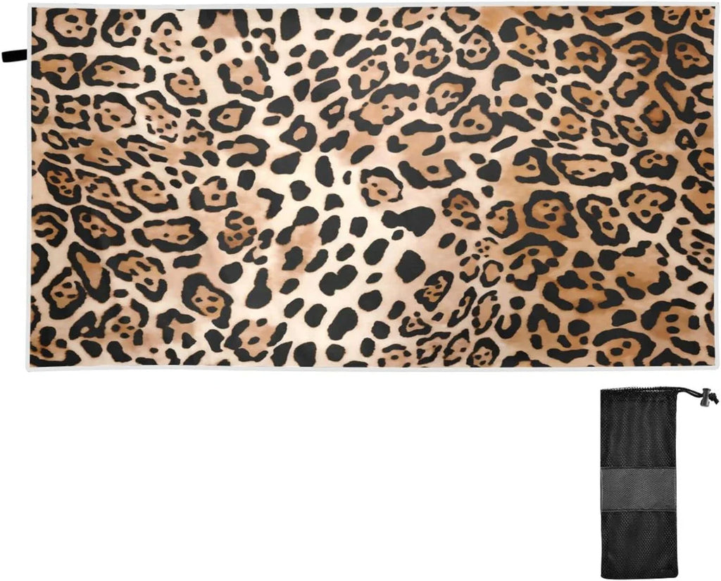 Bestwell Leopard Print Beach Towel Oversized Towel Blanket, Thin Lightweight Microfiber Sand Free Quick Dry Towel, 30”” Multipurpose Pool Bath Yoga Swim Shower Towel