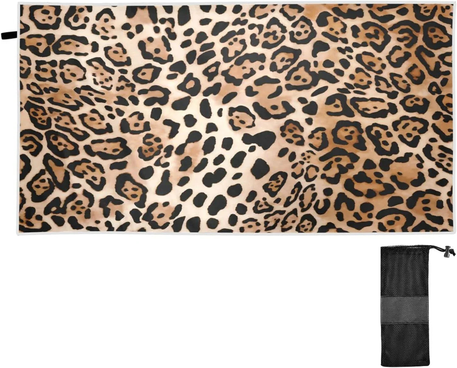 Bestwell Leopard Print Beach Towel Oversized Towel Blanket, Thin Lightweight Microfiber Sand Free Quick Dry Towel, 30”” Multipurpose Pool Bath Yoga Swim Shower Towel