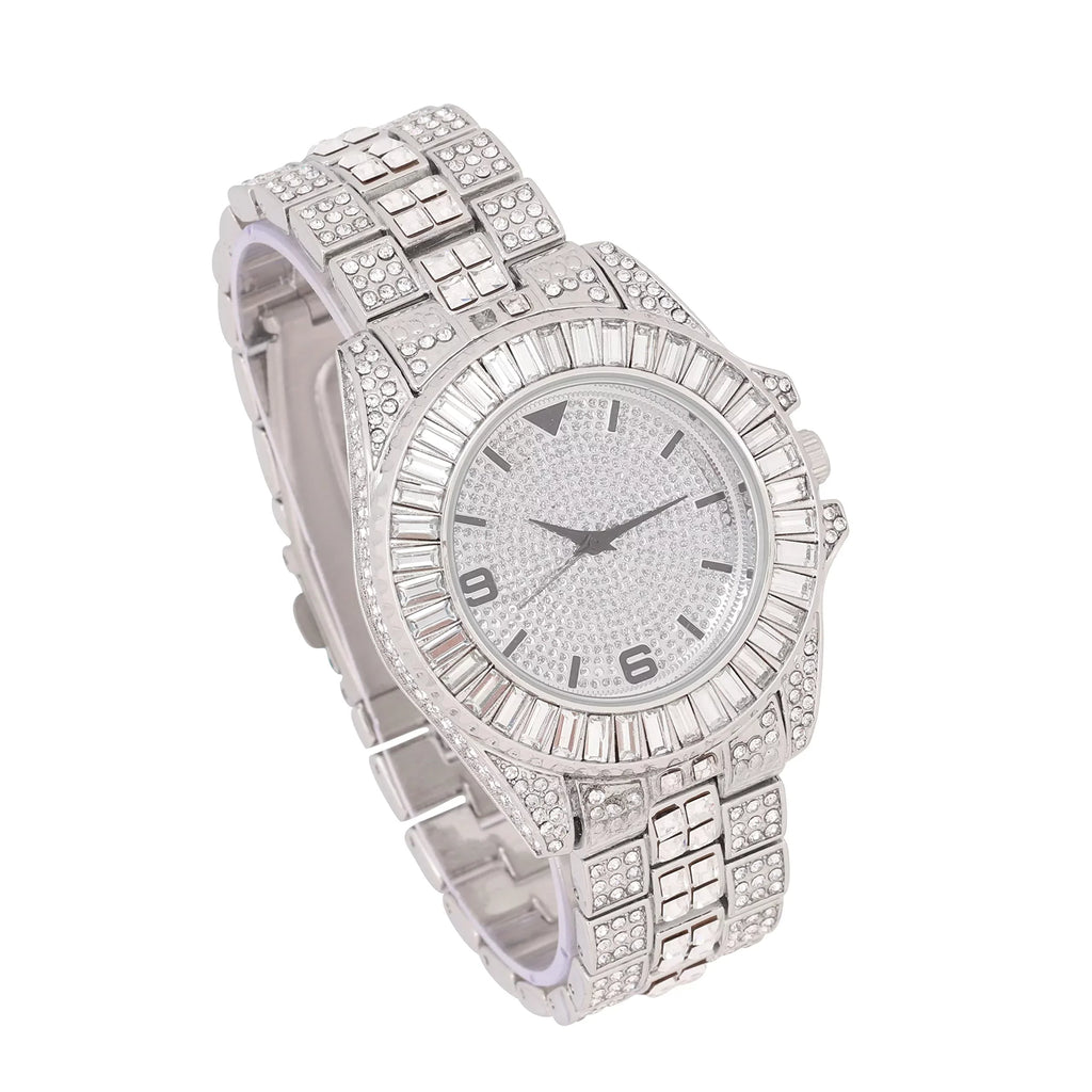 King and Queen Bling'ed Out His and Hers Hip Hop Matching Watch Set - Perfect for Today's Power Couple on Point -  His/Hers (ST10372Slv Silver)