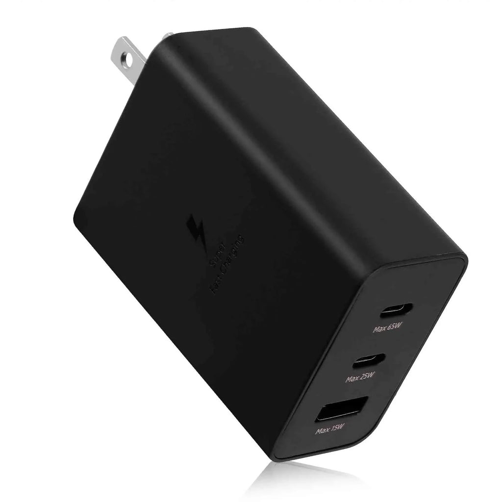 65W Fast Travel Charger with 3 Ports -  & Dual - - High-Speed Charging for Xperia Z3v// Compact/ Tablet / Tablet Wi-Fi iPhone, Samsung Galaxy, Laptops, Phones Google Pixel, MacBook