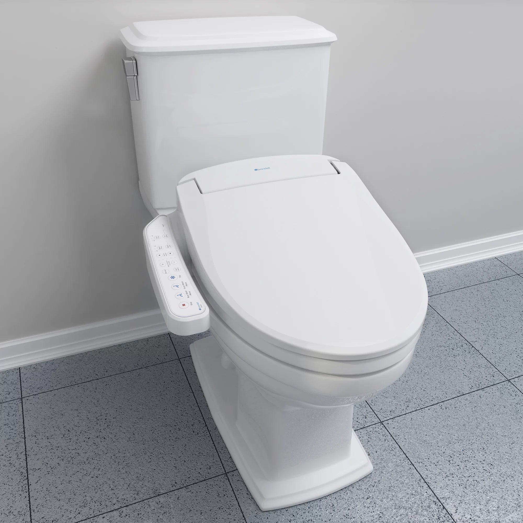 Brondell Swash  Bidet Seat with Sidearm, Dryer and Stainless Steel Nozzle, Round White